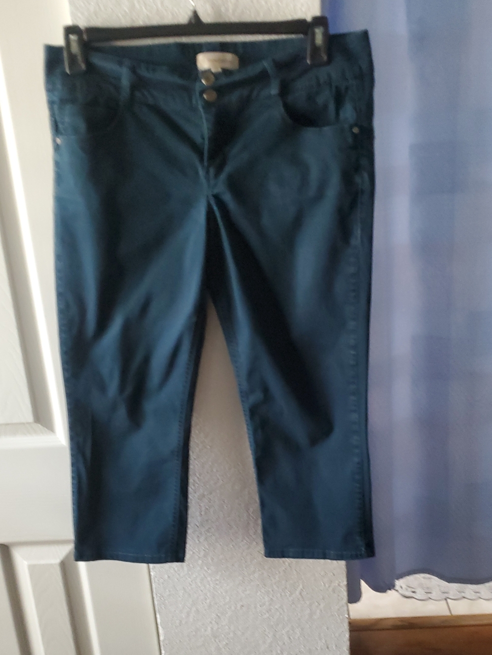 Rewind Teal-Anthracite Cropped Straight Jeans